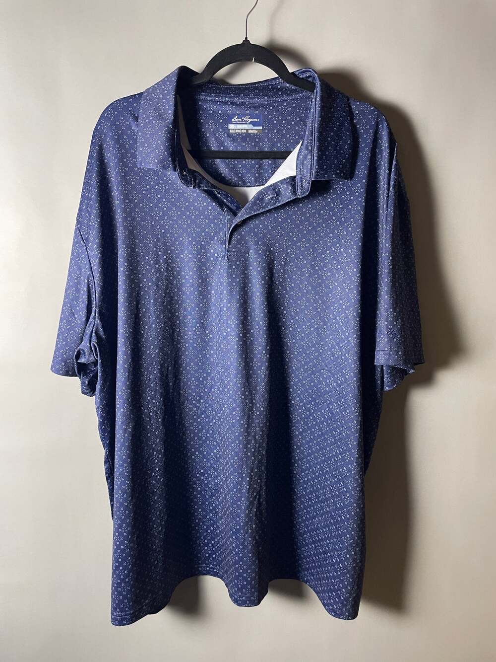 Ben Hogan Performance Golf Polo Shirt Mens 3XL Navy Blue Geometric Print